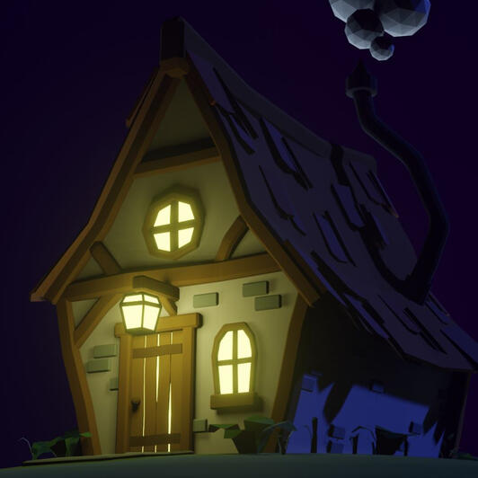 Low poly night house